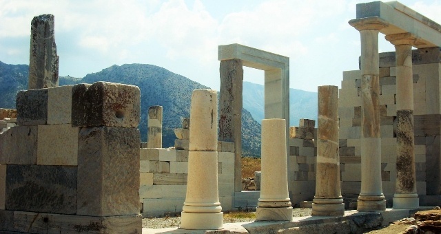 Monument in the archaeological site of Delos, Greece