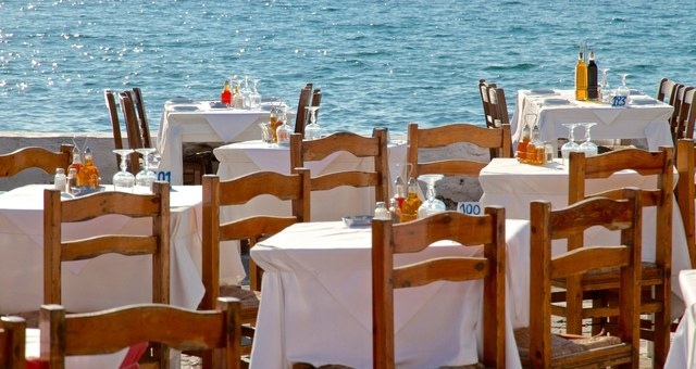 Restaurant by the sea in Mykonos, Greece