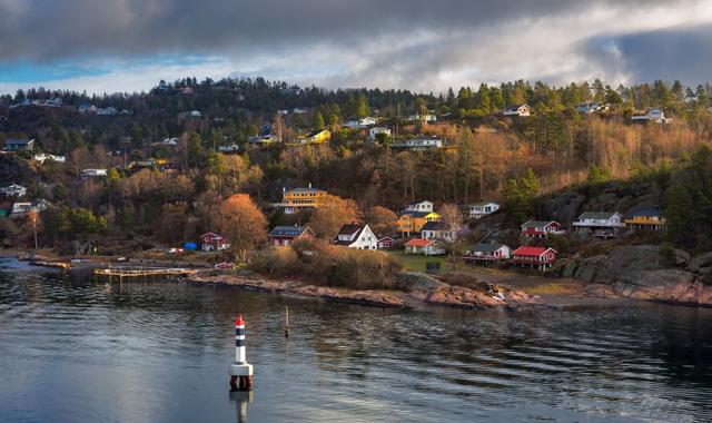 Traditional houses at one of the island's in the Oslofjord