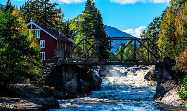 Bridge over a river in Sandefjord, Norway