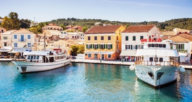 The old port of Gaios in Paxi, , Greece