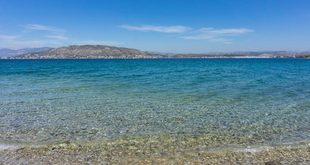 Light-blue waters at a beach in Salamis