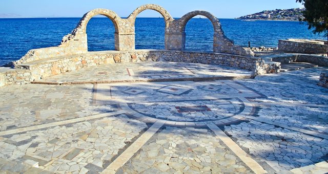 Sea view from the stony small theater of Salamis