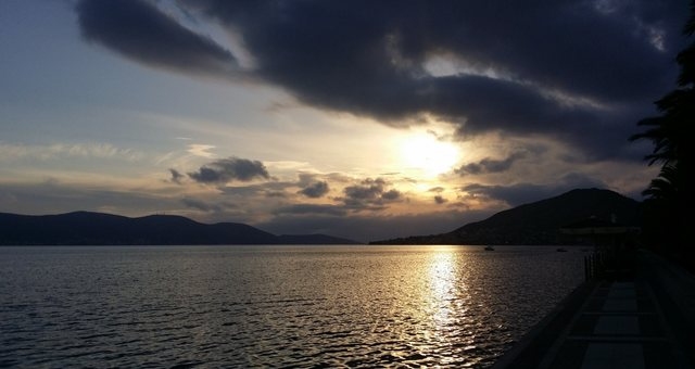 Sunset as seen from the coast in Salamis