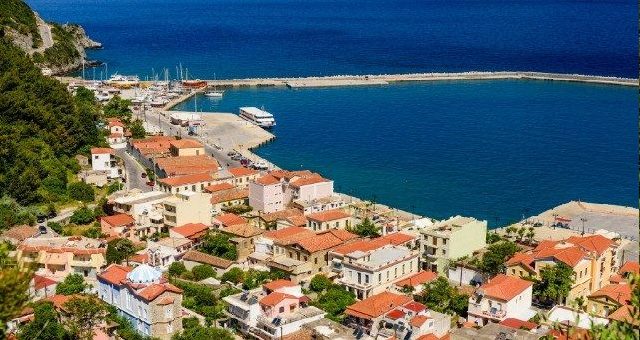 The village and port of Karlovasi in Samos, Greece