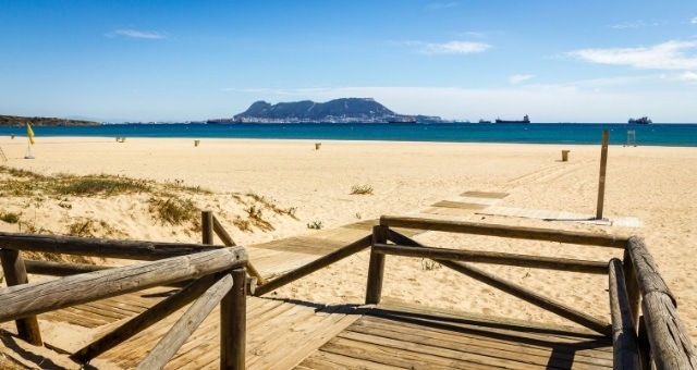 The sandy Playa de Getares in Algeciras, Spain