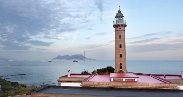 The Punta Carnero Lighthouse during sunset in Algeciras, Spain