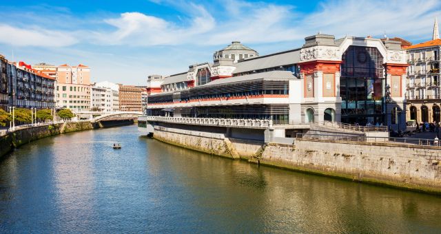 The Ribera Market beside the river estuary in Bilbao