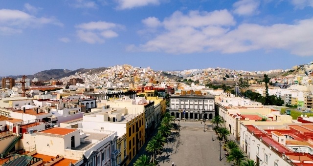 The main square and city of Las Palmas de Gran Canaria, Spain