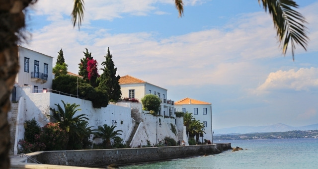 The promenade of Dapia in Spetses, Greece