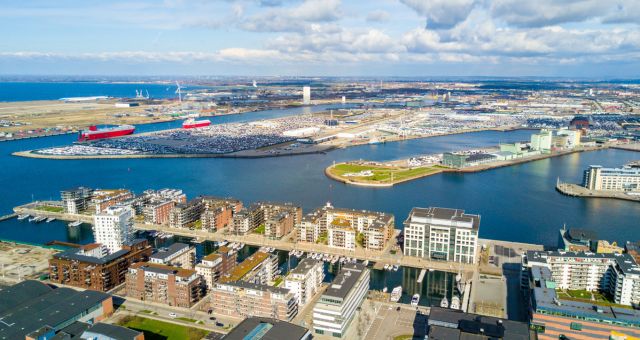 Aerial view of the port of Malmö