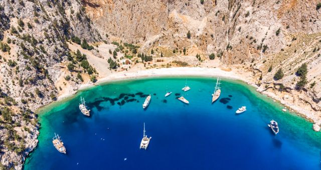 Nanou beach in Symi, Dodecanese, Greece