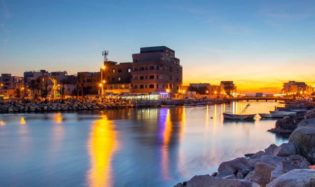 The La Goulette suburb lit up before night falls