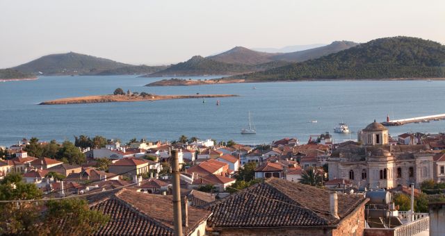 Panoramic view of Ayvalık and Cunda Island in Turkey